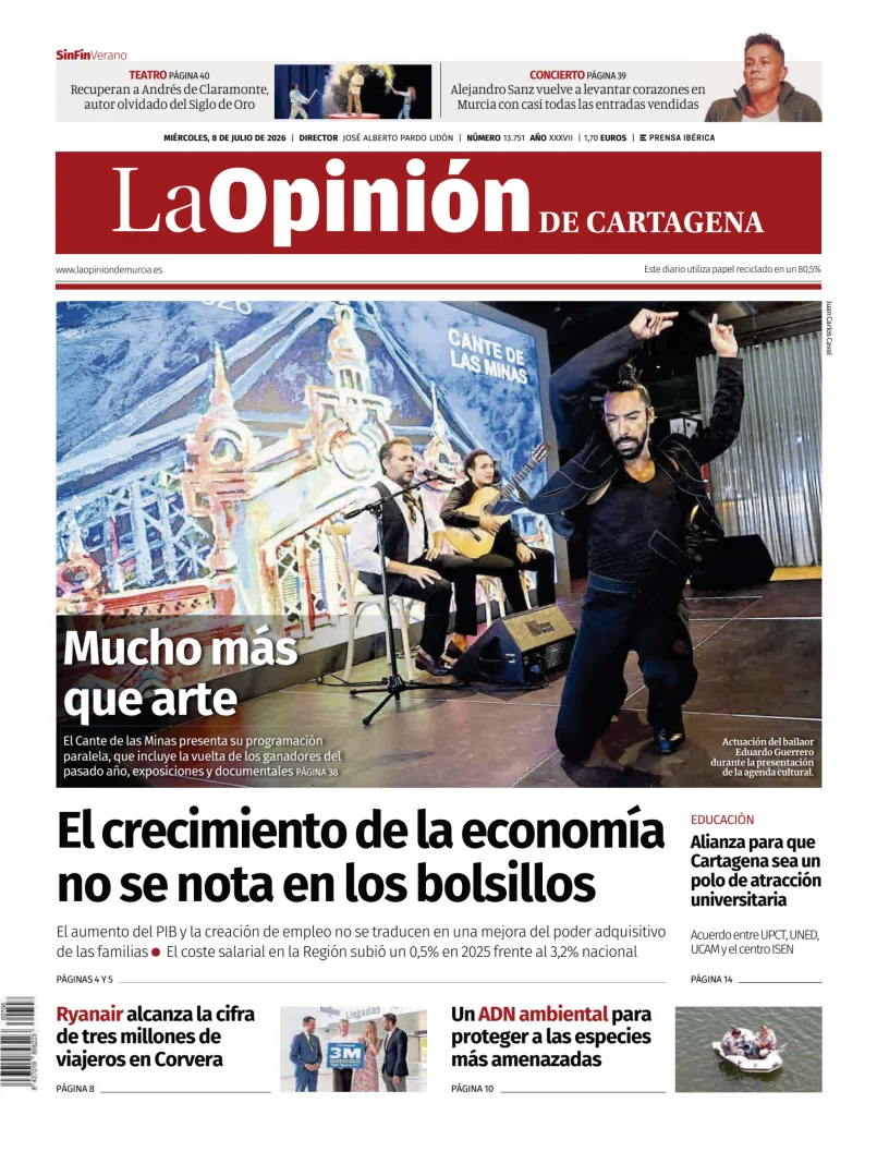 Portada de La Opinion de Murcia (Cartagena)