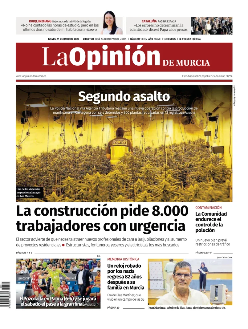 Portada de La Opinion de Murcia
