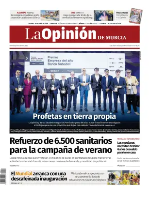 Portada de La Opinion de Murcia, 12 de junio de 2026