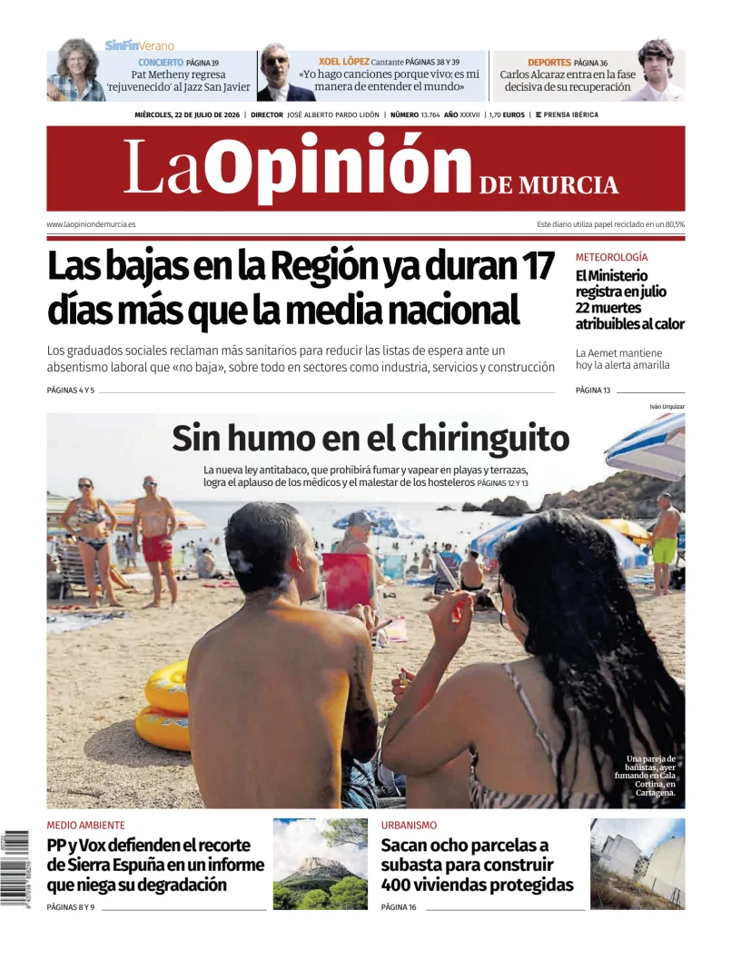 Portada de La Opinion de Murcia
