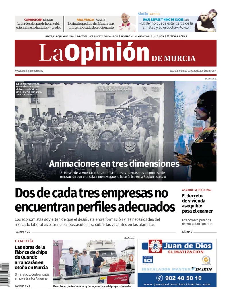 Portada de La Opinion de Murcia