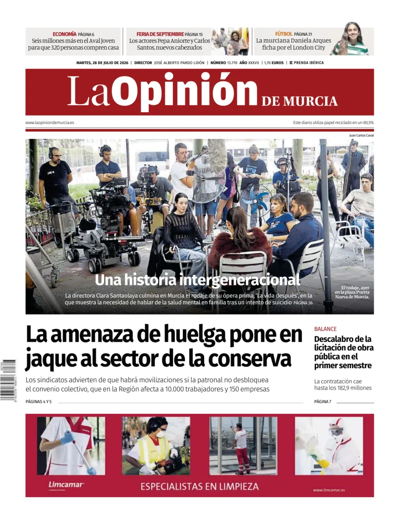 Portada de La Opinion de Murcia