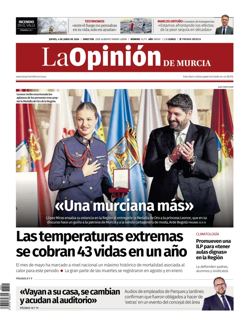 Portada de La Opinion de Murcia