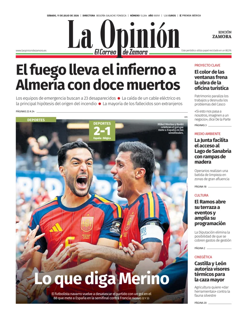 Portada de La Opinión de Zamora