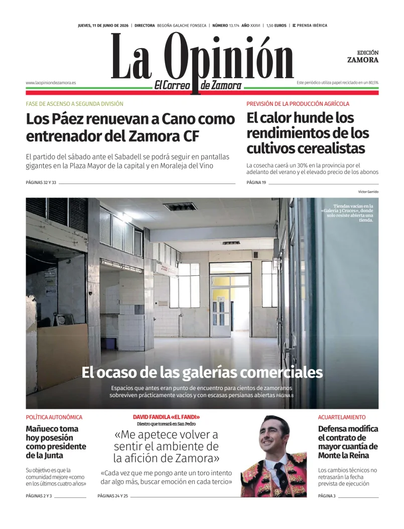 Portada de La Opinión de Zamora