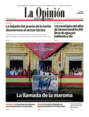 Portada de La Opinión de Zamora, 2 de junio de 2026