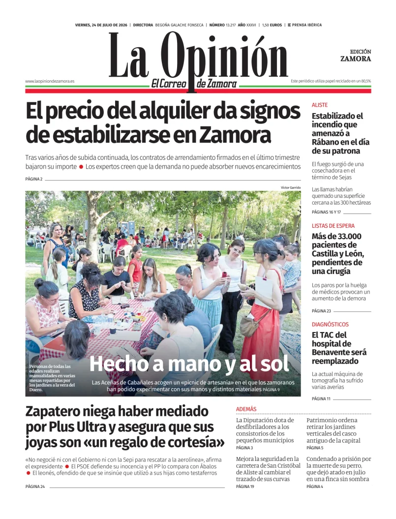 Portada de La Opinión de Zamora