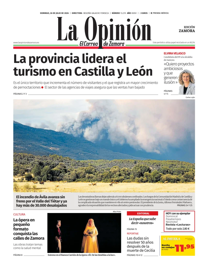 Portada de La Opinión de Zamora