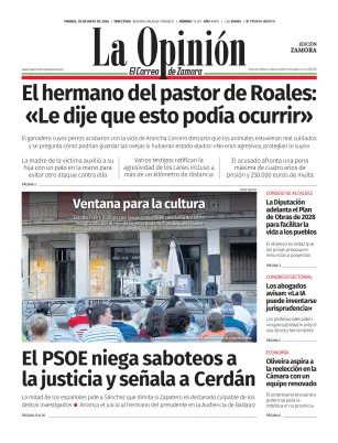 Portada de La Opinión de Zamora, 29 de mayo de 2026
