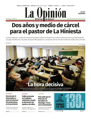 Portada de La Opinión de Zamora, 3 de junio de 2026