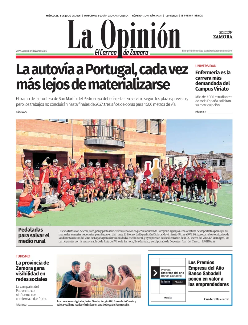 Portada de La Opinión de Zamora