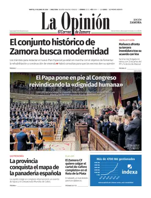 Portada de La Opinión de Zamora, 9 de junio de 2026