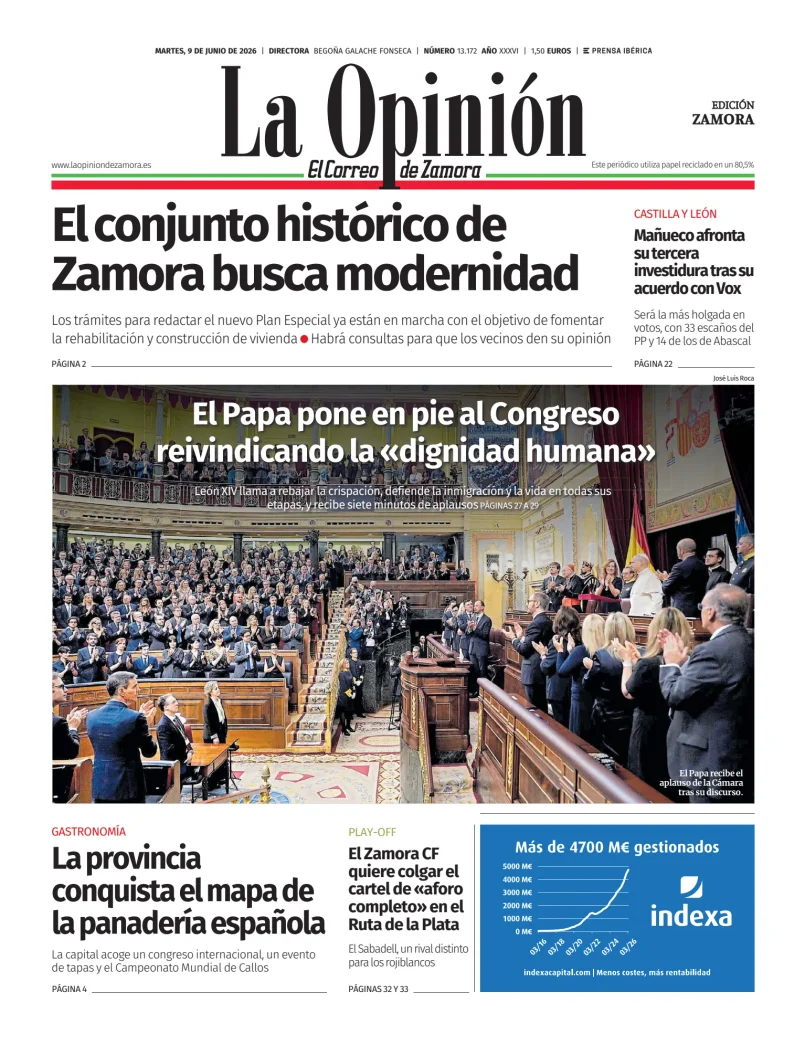 Portada de La Opinión de Zamora