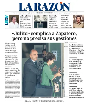 Portada de La Razón (Nacional), 22 de julio de 2026