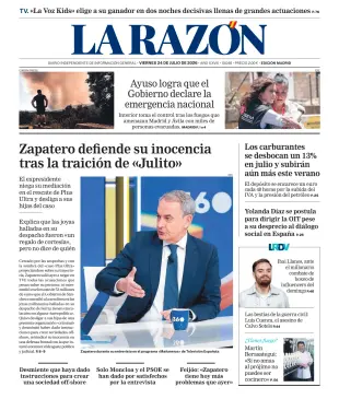 Portada de La Razón (Nacional), 24 de julio de 2026