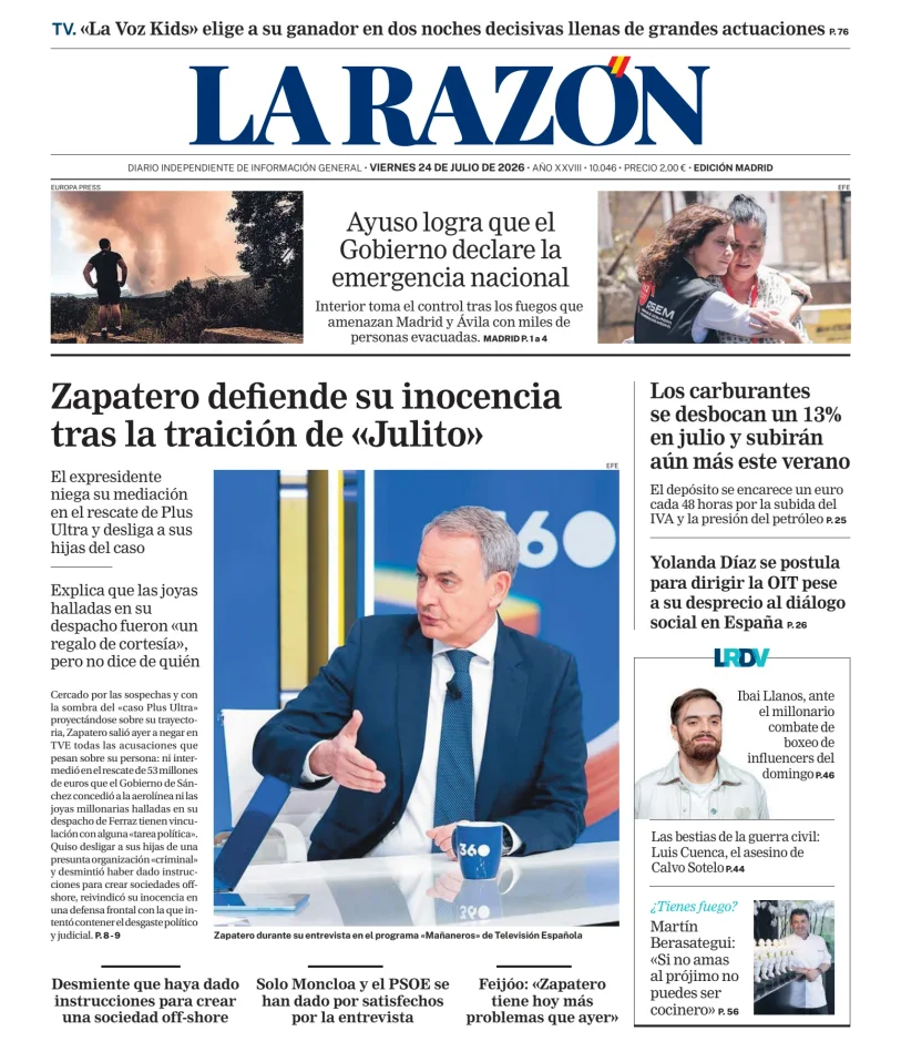 Portada de La Razón (Nacional)