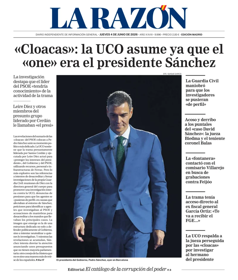 Portada de La Razón (Nacional), 4 de junio de 2026