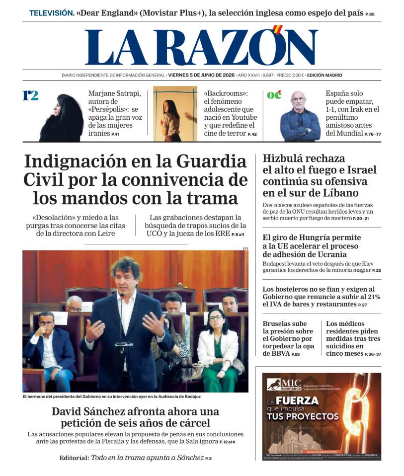 Portada de La Razón (Nacional)