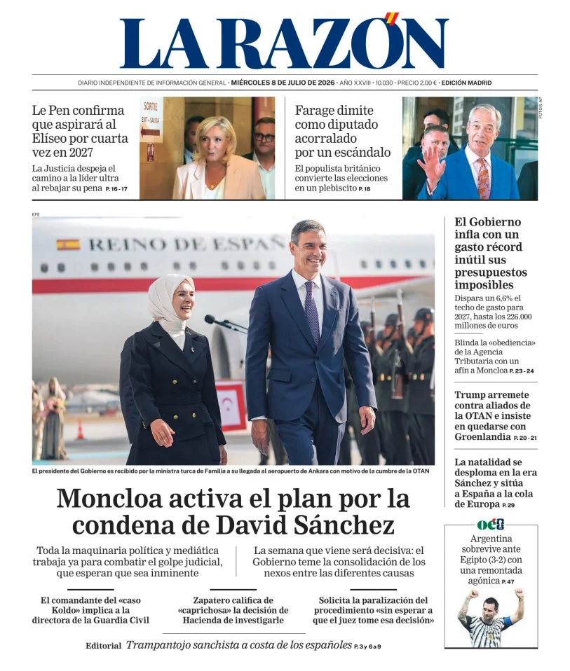 Portada de La Razón (Nacional)