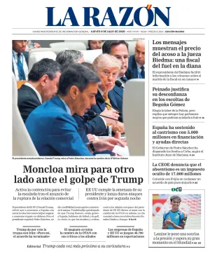 Portada de La Razón (Nacional), 9 de julio de 2026