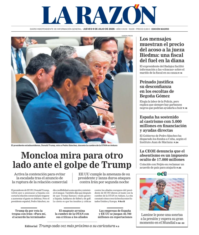 Portada de La Razón (Nacional)