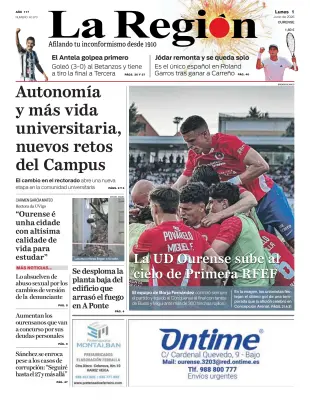 Portada de La Región, 1 de junio de 2026