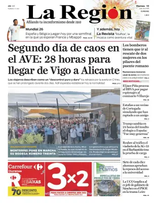Portada de La Región, 10 de julio de 2026