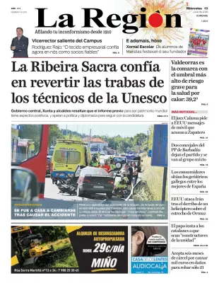 Portada de La Región, 10 de junio de 2026