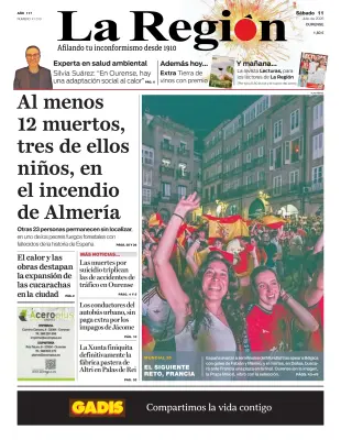 Portada de La Región, 11 de julio de 2026