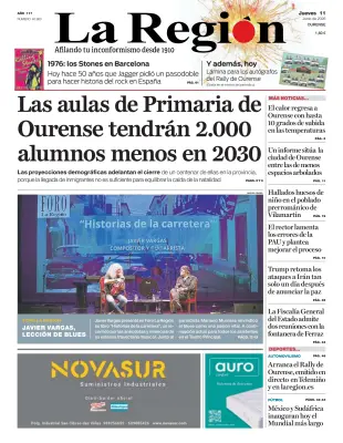 Portada de La Región, 11 de junio de 2026