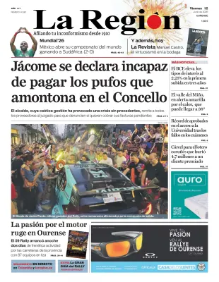 Portada de La Región, 12 de junio de 2026