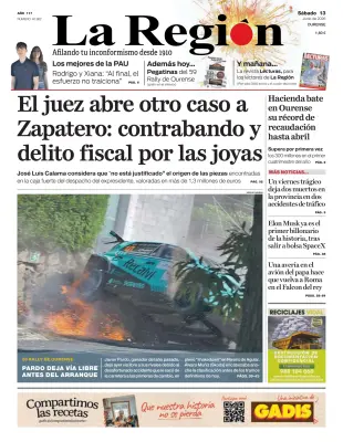 Portada de La Región, 13 de junio de 2026