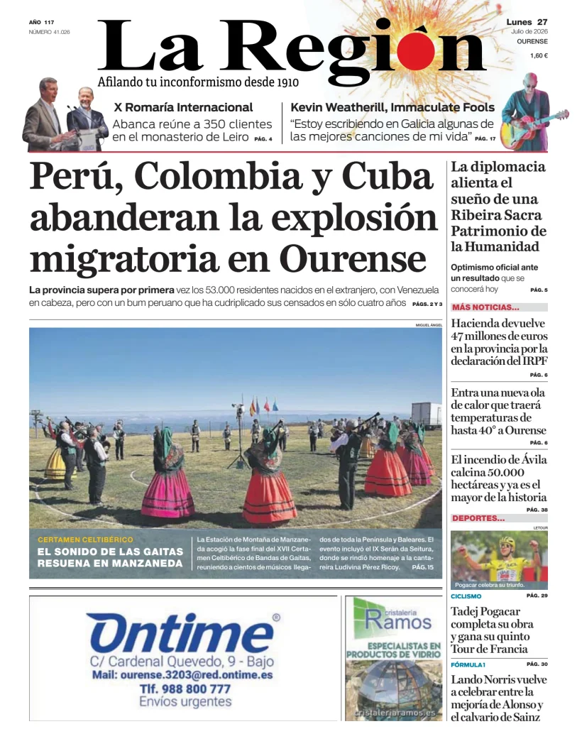 Portada de La Región