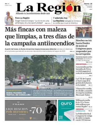 Portada de La Región, 29 de mayo de 2026
