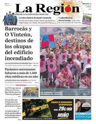 Portada de La Región, 3 de junio de 2026