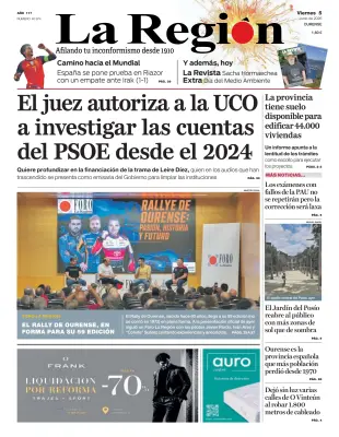 Portada de La Región, 5 de junio de 2026