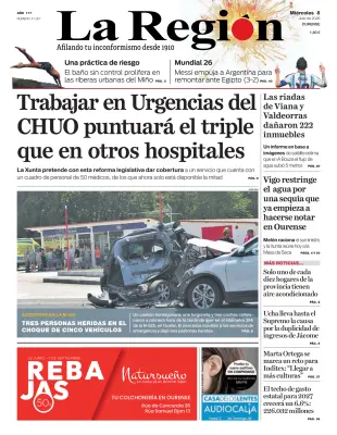 Portada de La Región, 8 de julio de 2026