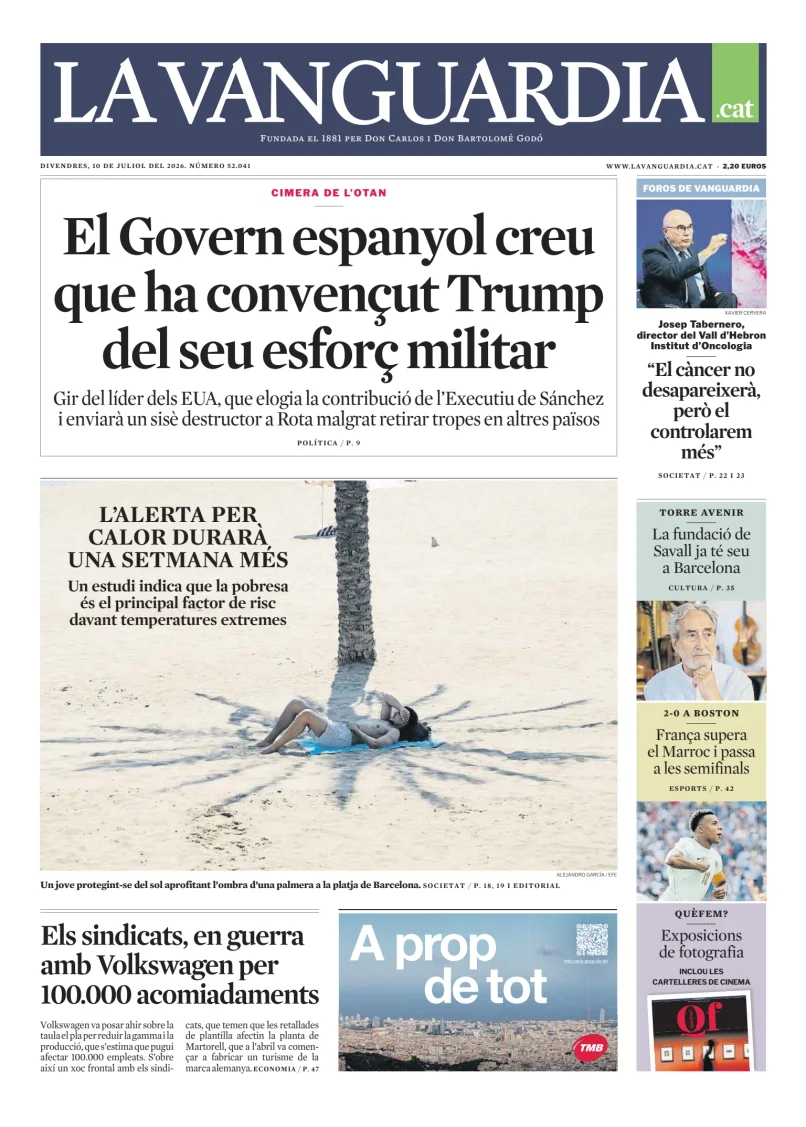 Portada de La Vanguardia (Català)