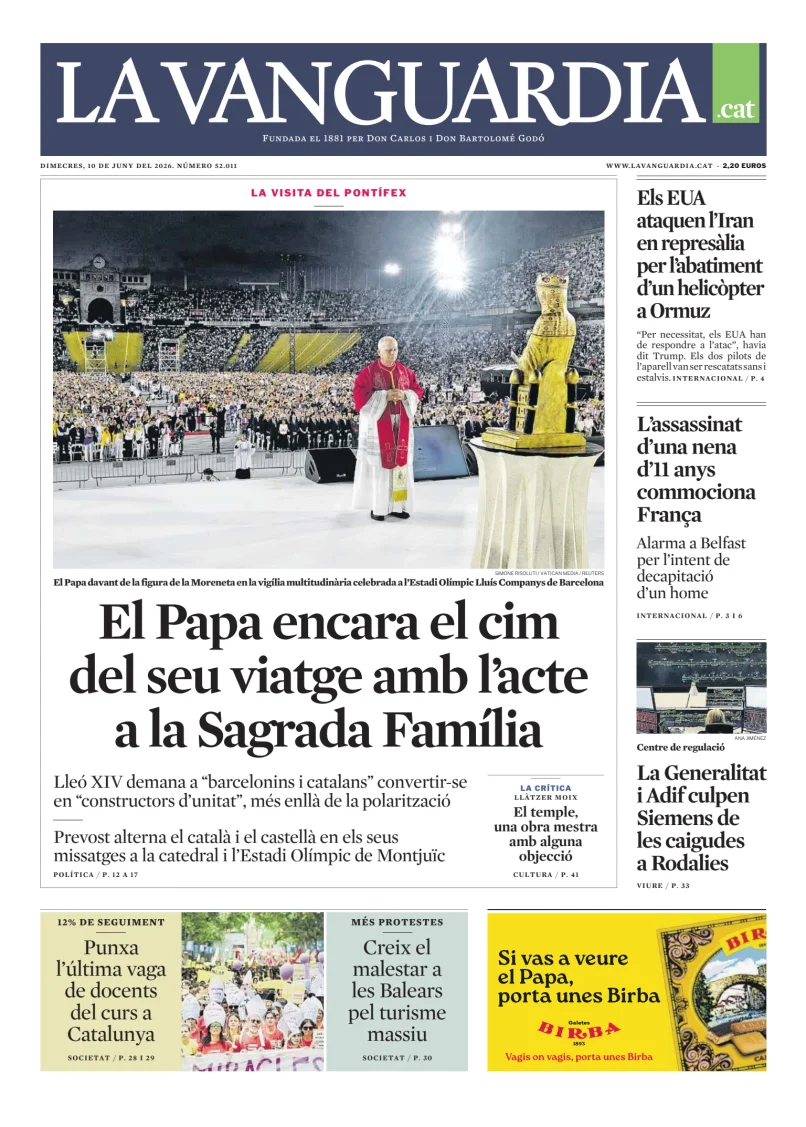 Portada de La Vanguardia (Català)