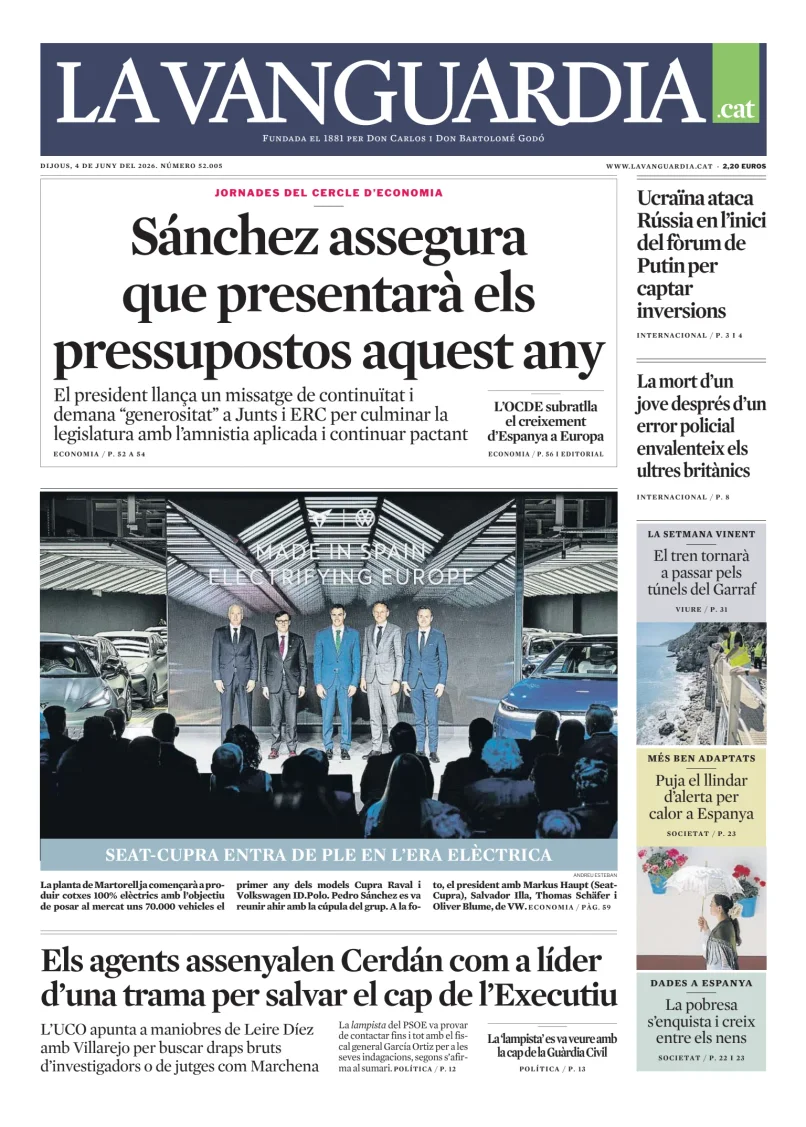 Portada de La Vanguardia (Català)