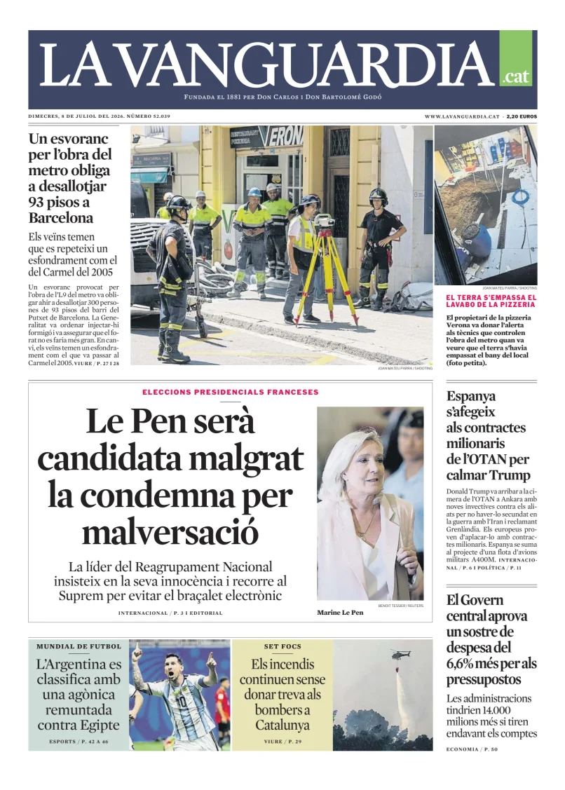 Portada de La Vanguardia (Català)
