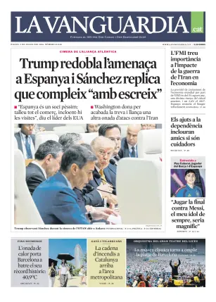 Portada de La Vanguardia (Català), 9 de julio de 2026