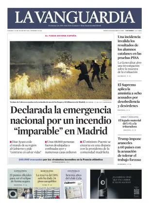 Portada de La Vanguardia, 25 de julio de 2026