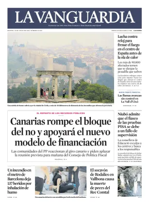 Portada de La Vanguardia, 28 de julio de 2026