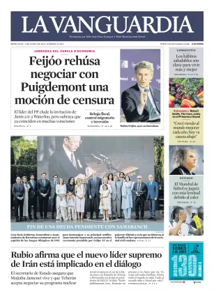 Portada de La Vanguardia, 3 de junio de 2026