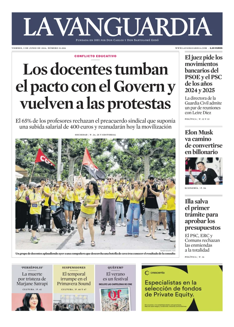 Portada de La Vanguardia