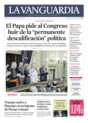 Portada de La Vanguardia, 9 de junio de 2026