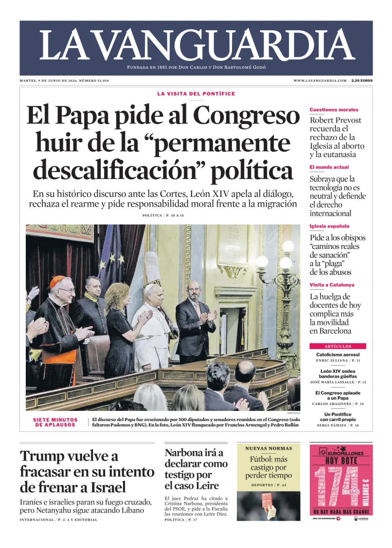 Portada de La Vanguardia