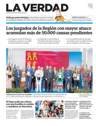 Portada de La Verdad, 10 de junio de 2026