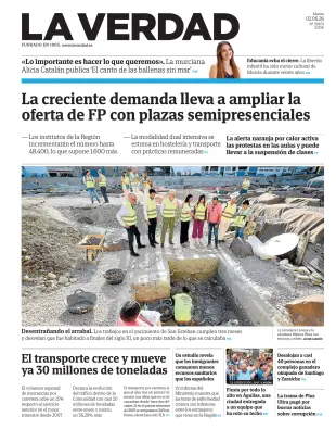Portada de La Verdad, 2 de junio de 2026
